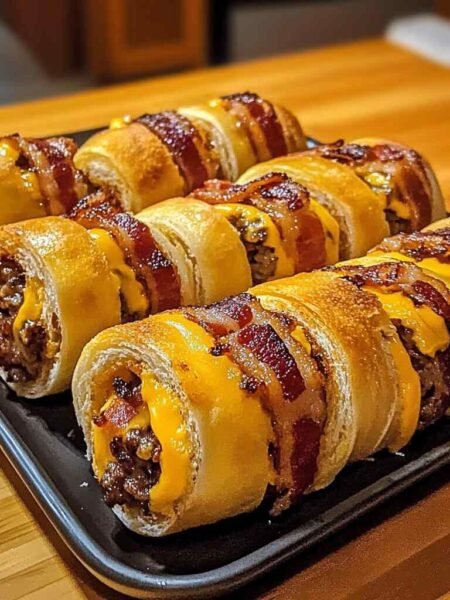 Garlic Butter Bacon Cheeseburger Rollups